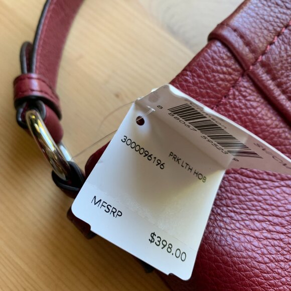 Coach Park Pebbled Leather Hobo Shoulder Bag in Oxblood NWT - Picture 3 of 8